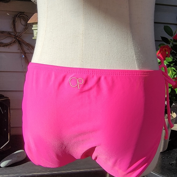 O P ♡ Gorgeous 2pc Bright Pink Padded Bralette String Bikini Swimsuit L | XL - Picture 6 of 11